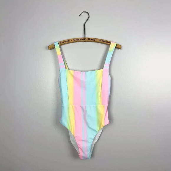 Tularosa Small Karmen One Piece Swimsuit Pastel Rainbow Revolve Festival Beach - Picture 4 of 8
